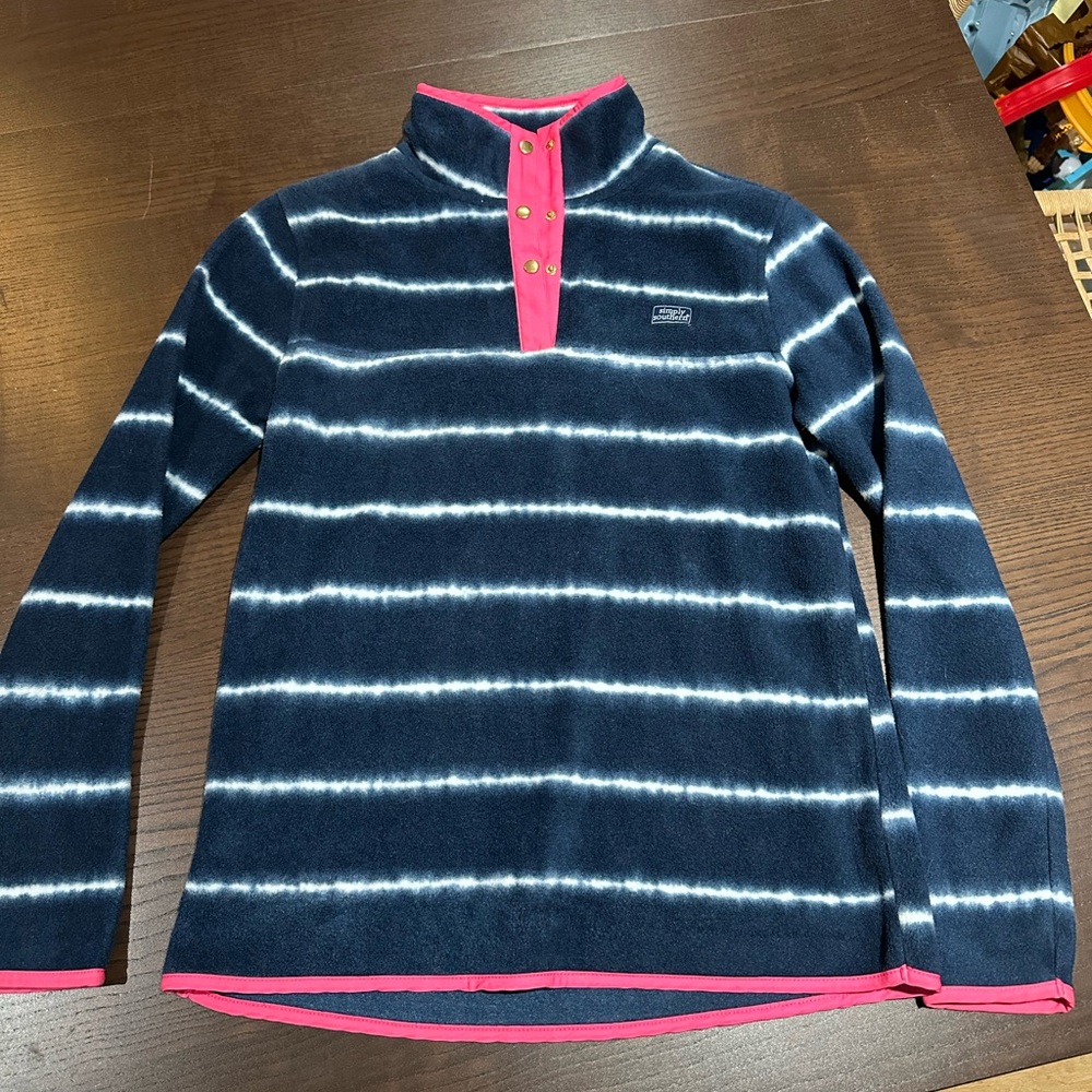 Simply Southern Pink Trim Blue Fleece